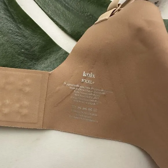 Knix Revolution V-Neck Bra Size XXXL  Wireless Seamless Nude Beige Soft Lot of 2