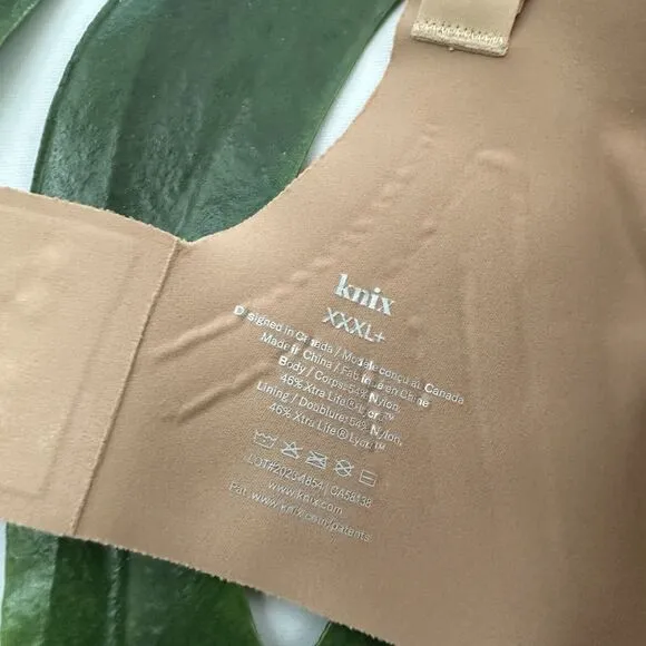 Knix Revolution V-Neck Bra Size XXXL  Wireless Seamless Nude Beige Soft Lot of 2