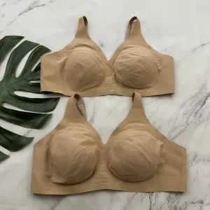 Knix Revolution V-Neck Bra Size XXXL  Wireless Seamless Nude Beige Soft Lot of 2