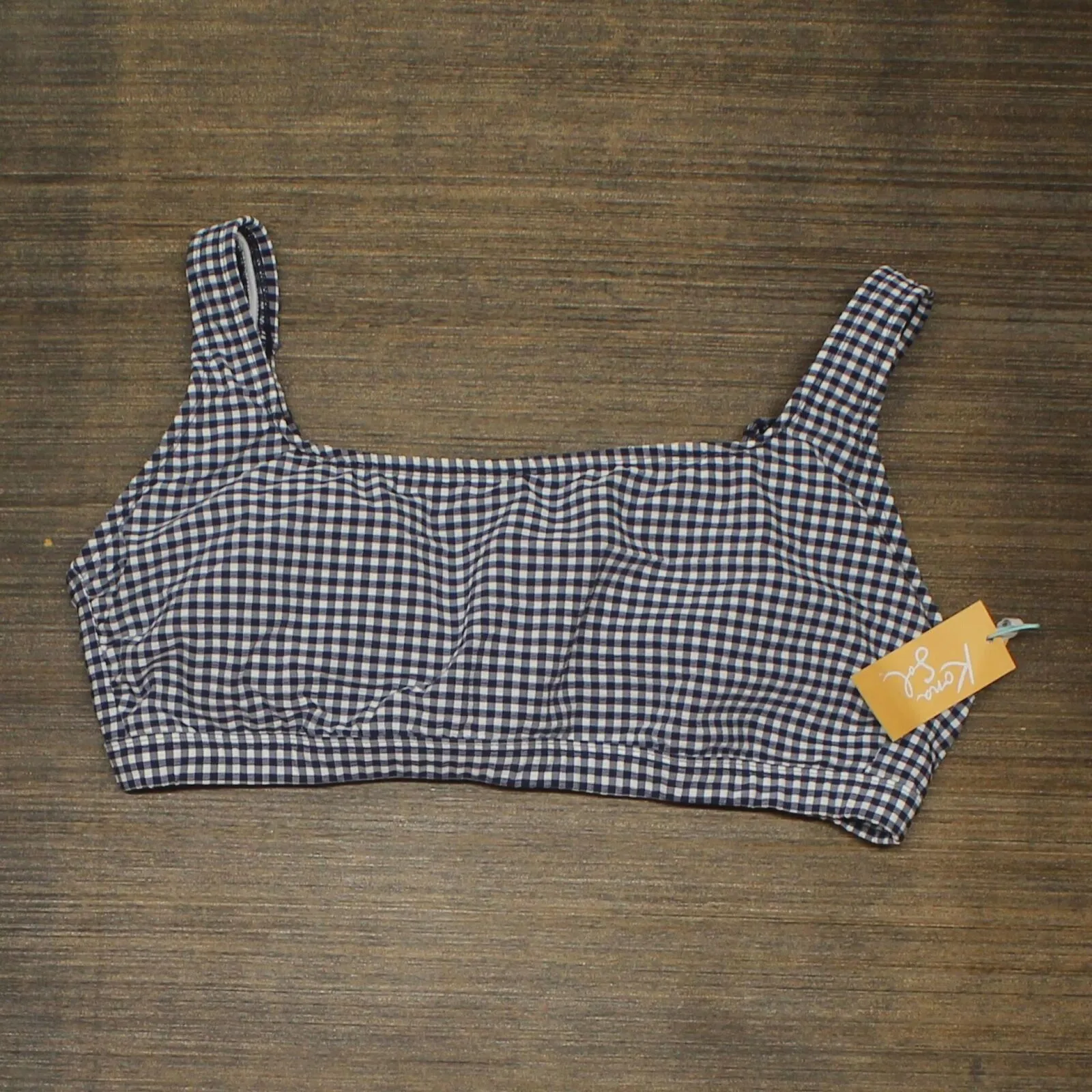Kona Sol Women's Gingham Textured Bralette Bikini Top