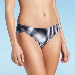 Kona Sol Women's Gingham Textured Medium Coverage Hipster Bottom Bikini