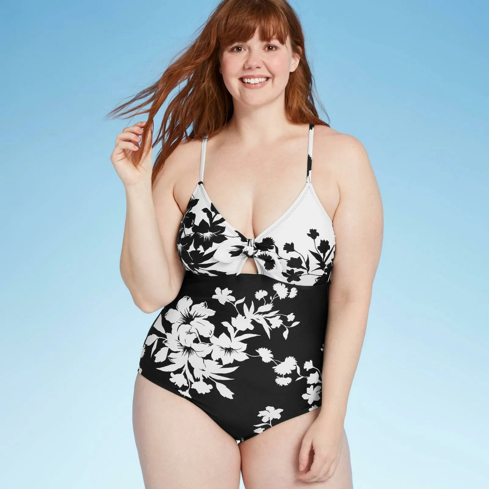 Kona Sol Women's Tie Front Medium Coverage One Piece Swimsuit