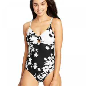 Kona Sol Women's Tie Front Medium Coverage One Piece Swimsuit