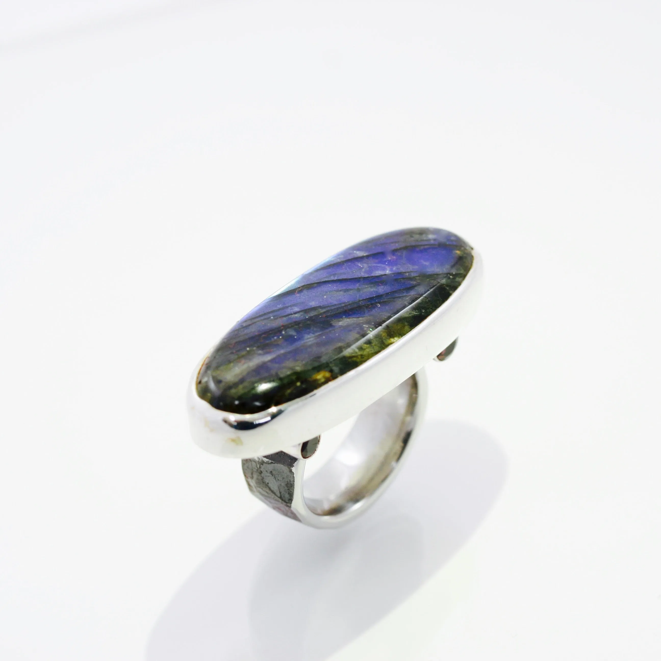 Labradorite Ring with 4 Rhodolite Garnets