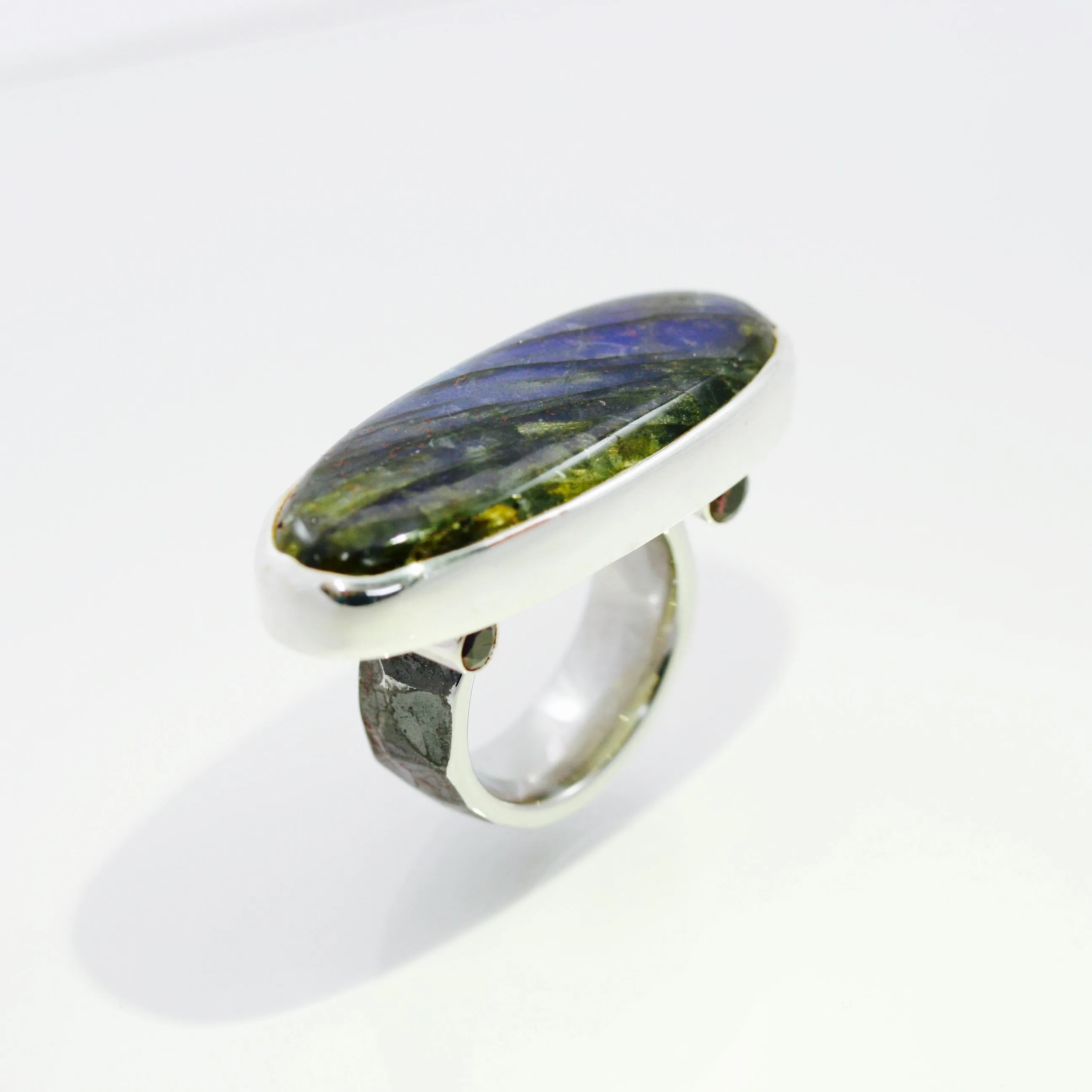 Labradorite Ring with 4 Rhodolite Garnets