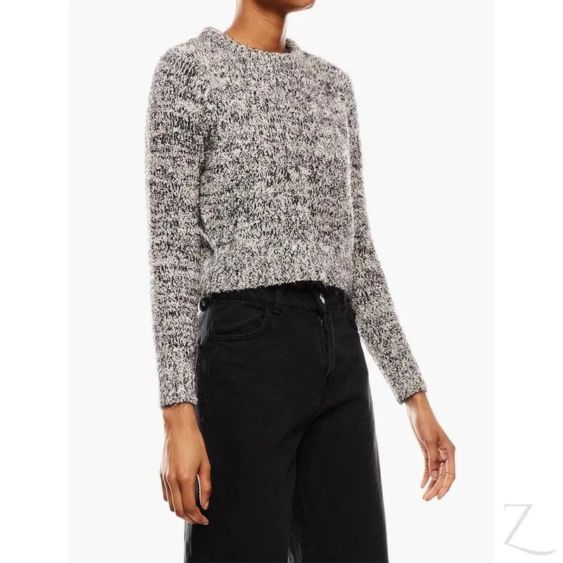 Ladies Cropped Woolly Sweater | Textured | "Ria"