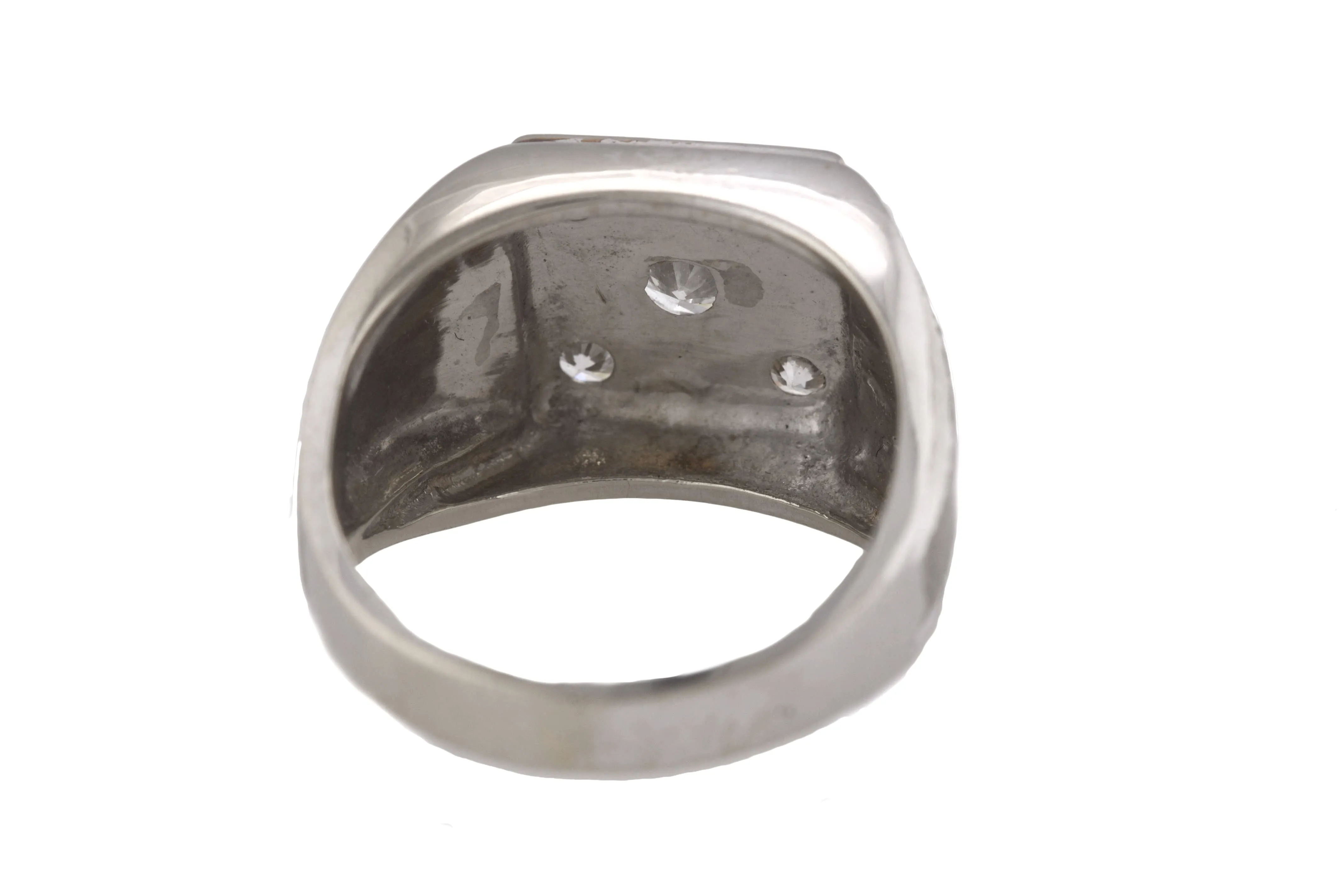 Ladies Vintage Estate 14K White Gold 0.83ctw Diamond Textured Cocktail Ring