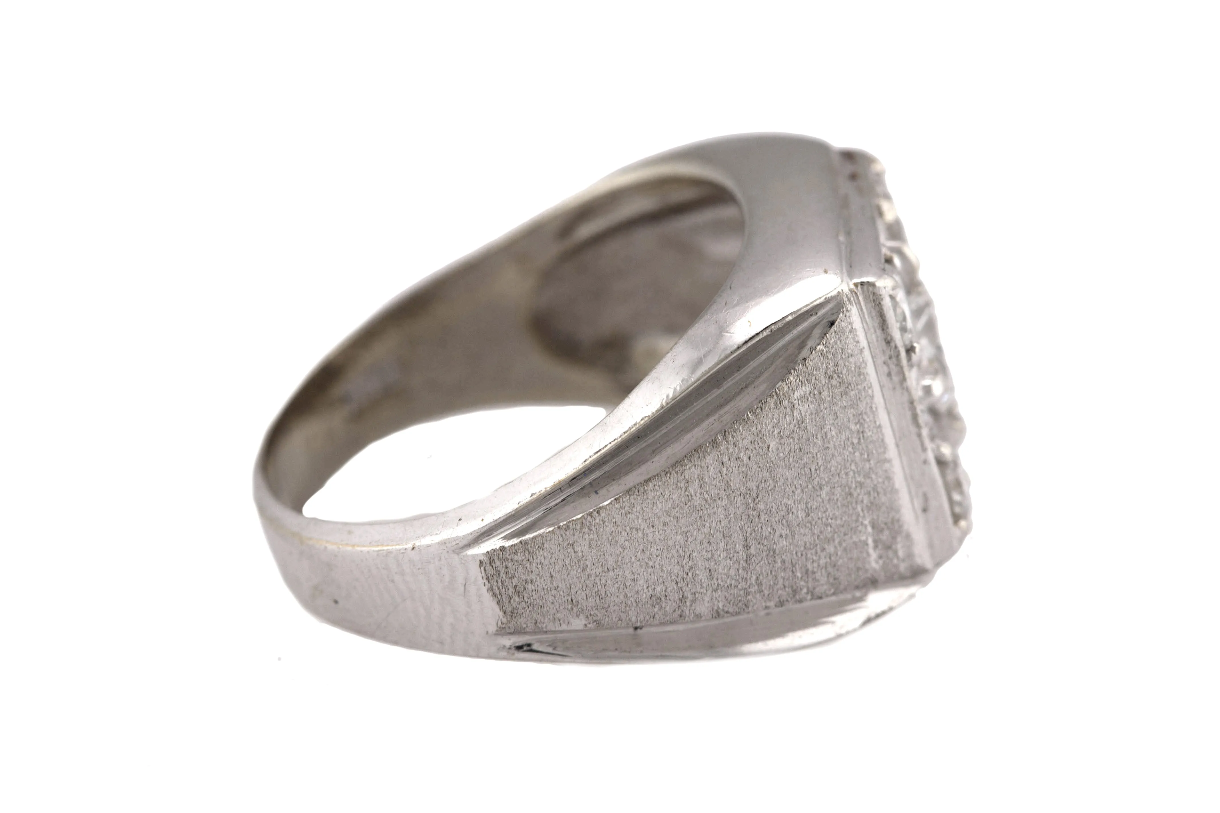 Ladies Vintage Estate 14K White Gold 0.83ctw Diamond Textured Cocktail Ring