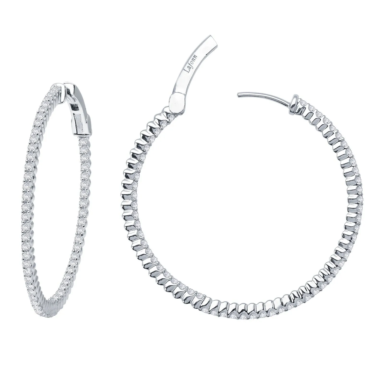 Lafonn Simulated Diamond 2.37ct Inside Out 45mm Hoop Earrings E3007CLP