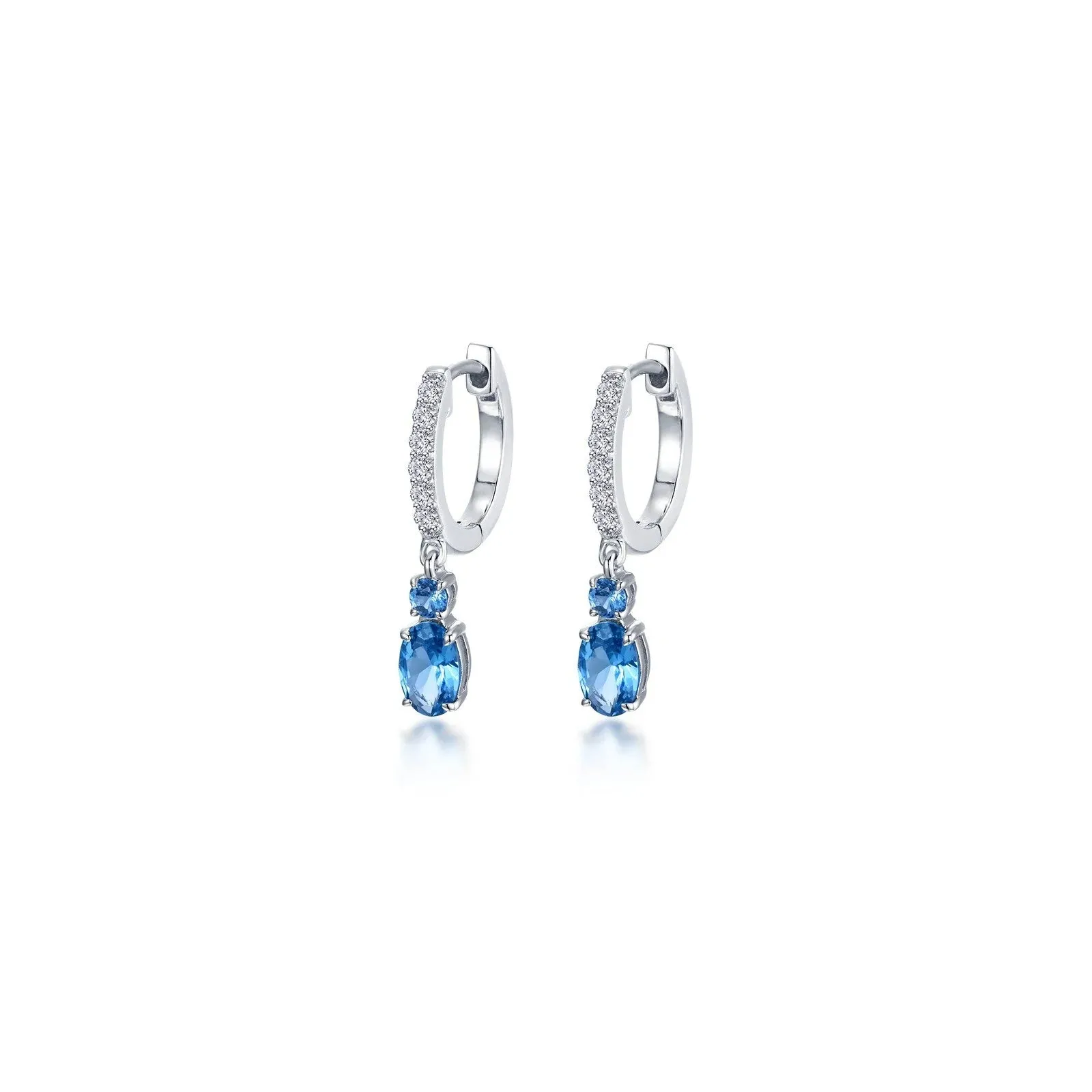 Lafonn Simulated Diamond & Blue Topaz Huggie Hoop Earrings E0624BTP