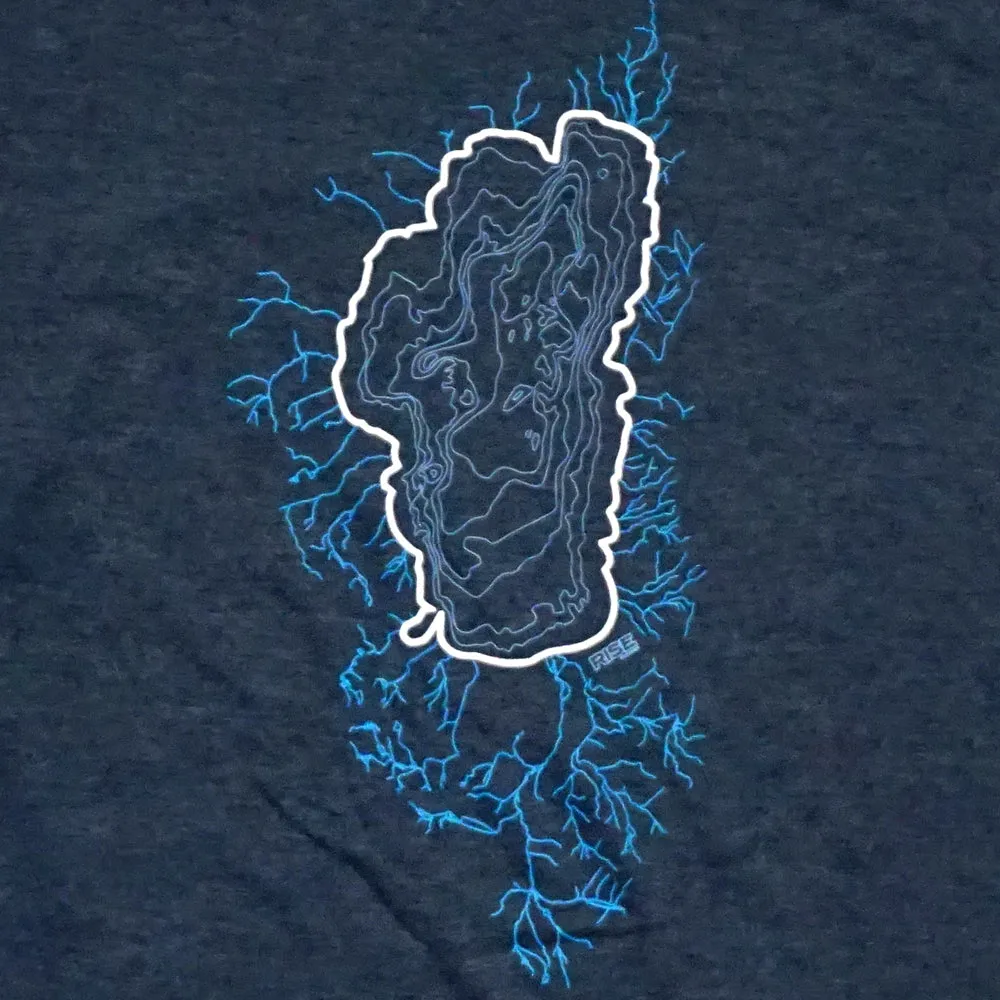 Lake Tahoe Tributaries T-Shirt - Womens - Navy Frost