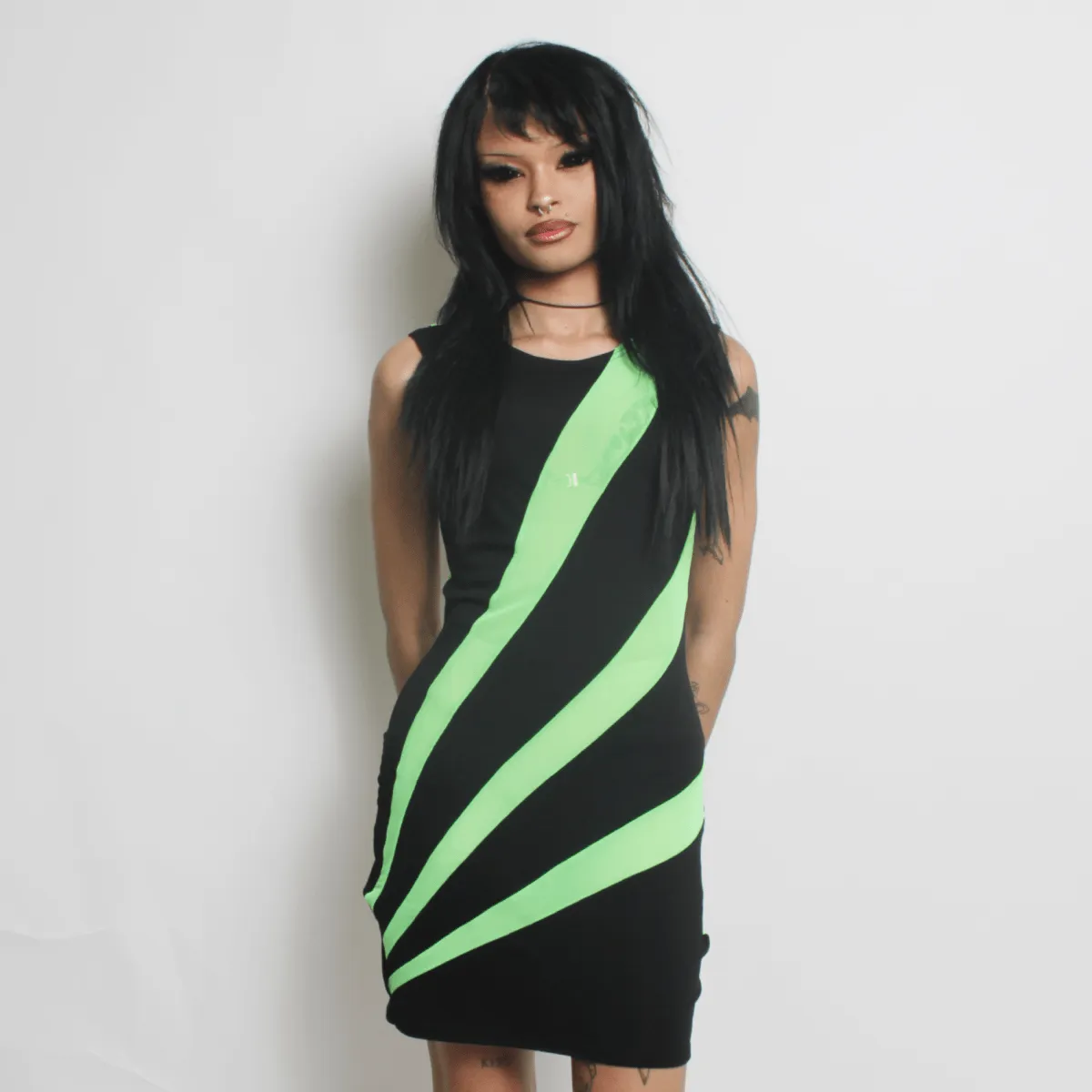 LASER DRESS BLACK / GREEN