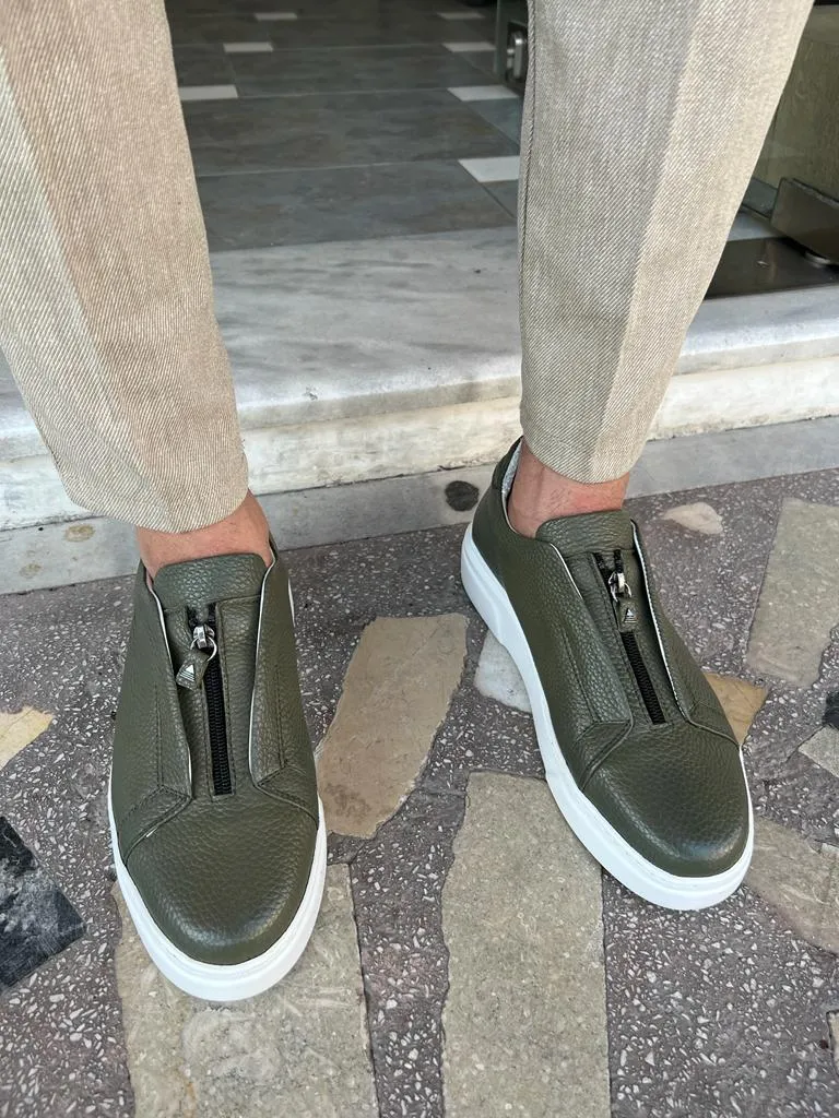 Lawson Green Mid-Top Zipper Sneakers - Stylish and Comfortable Footwear