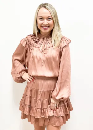 LBLOX Ruffle Tiered Skirt - Mauve