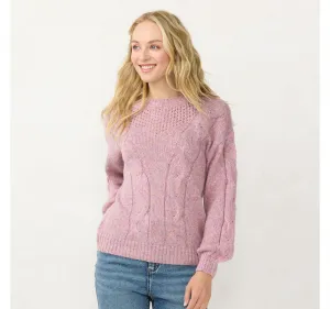 Lc Lauren Conrad Women's Cable-Knit Texture Sweater WL23S031RN Pink Confetti M