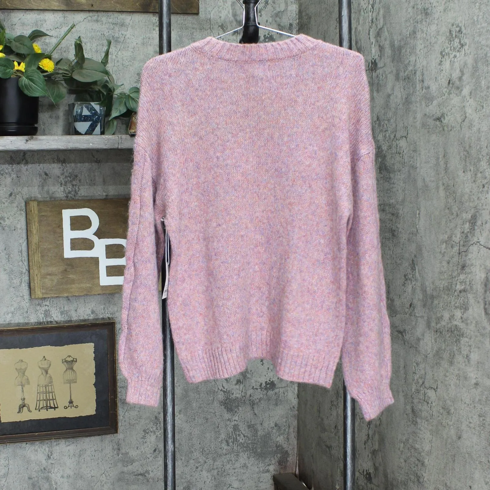 Lc Lauren Conrad Women's Cable-Knit Texture Sweater WL23S031RN Pink Confetti M