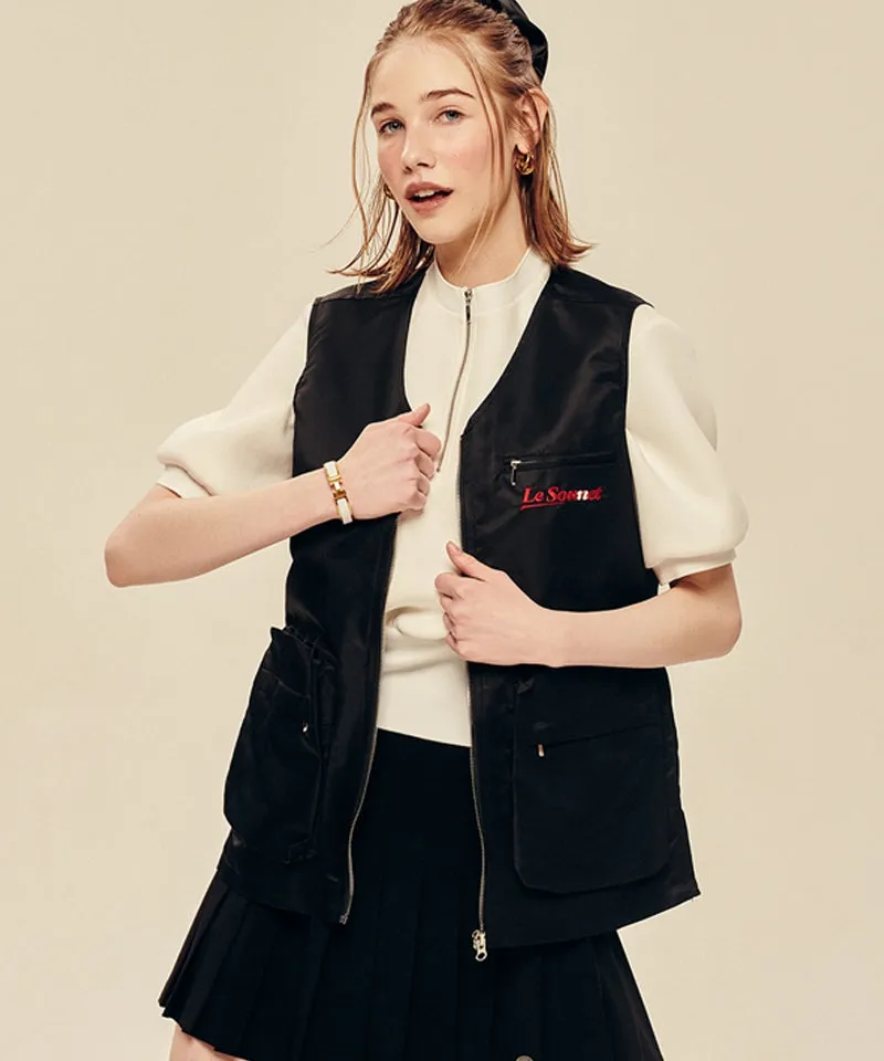 LE SONNET Out Pocket Vest - Black