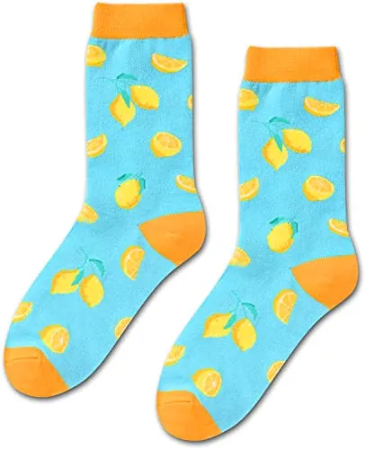 Lemon Gifts Women's Funny Fruit Socks Lemon Gifts for Lemon Lovers Lemon Themed Socks for Women