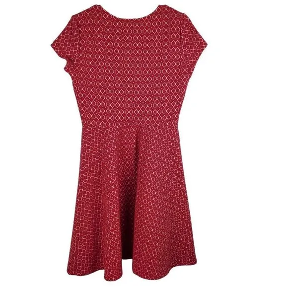 Leota Ursula Textured Fit Flare Dress Cap Sleeve Valentines Mini A Line Unlined