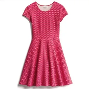 Leota Ursula Textured Fit Flare Dress Cap Sleeve Valentines Mini A Line Unlined