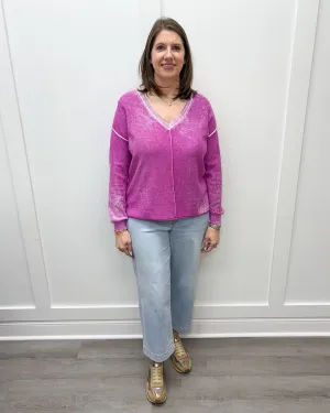 Lightweight V-Neck Sweater Special Wash - Orchid Sky