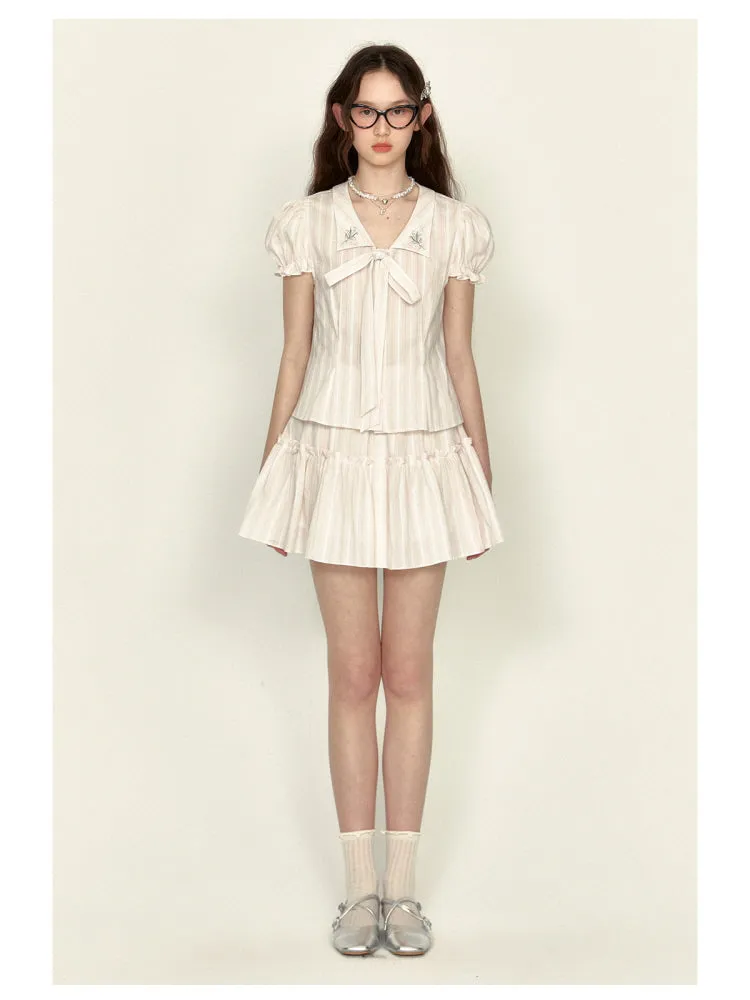Lily Bloom Embroidered Shirt & Skirt Set