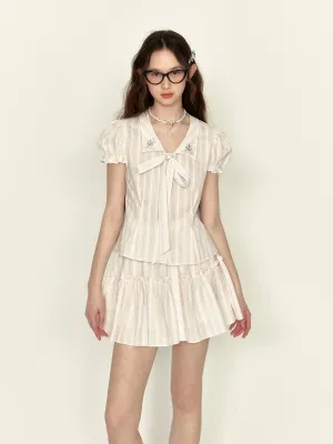 Lily Bloom Embroidered Shirt & Skirt Set