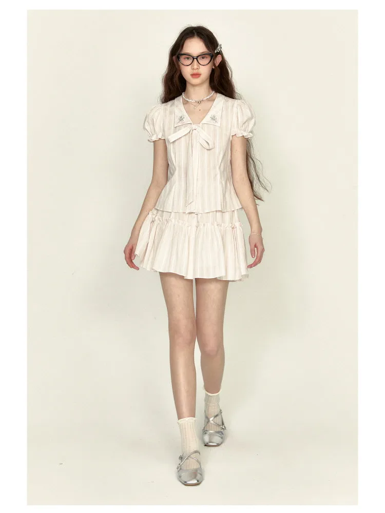 Lily Bloom Embroidered Shirt & Skirt Set