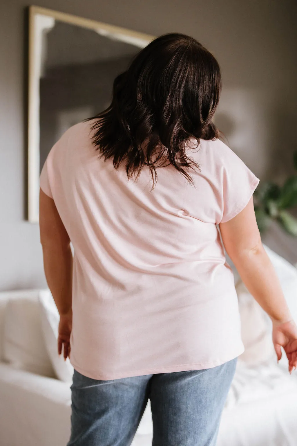 Little Bit Front Pocket Tee in Soft Pink