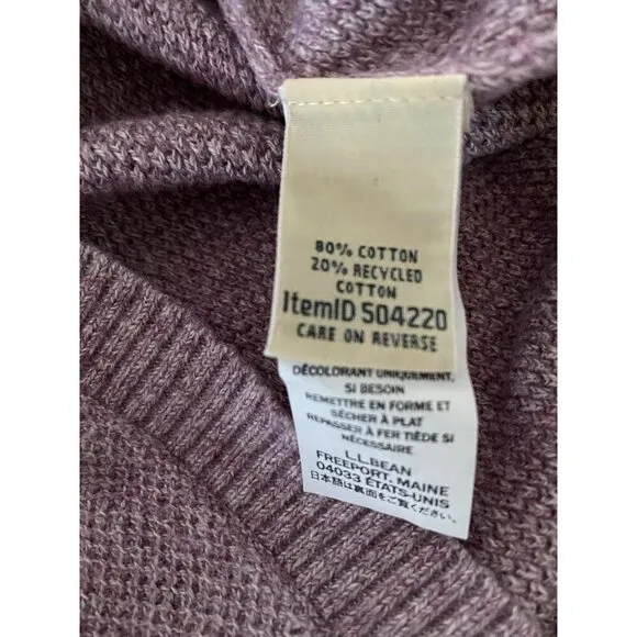 L.L. Bean Pink Cotton Textured Crew Neck Sweater Women's Size Small