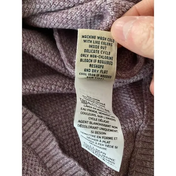 L.L. Bean Pink Cotton Textured Crew Neck Sweater Women's Size Small