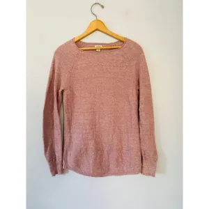 L.L. Bean Pink Cotton Textured Crew Neck Sweater Women's Size Small