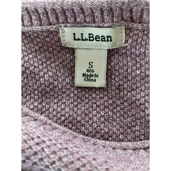 L.L. Bean Pink Cotton Textured Crew Neck Sweater Women's Size Small