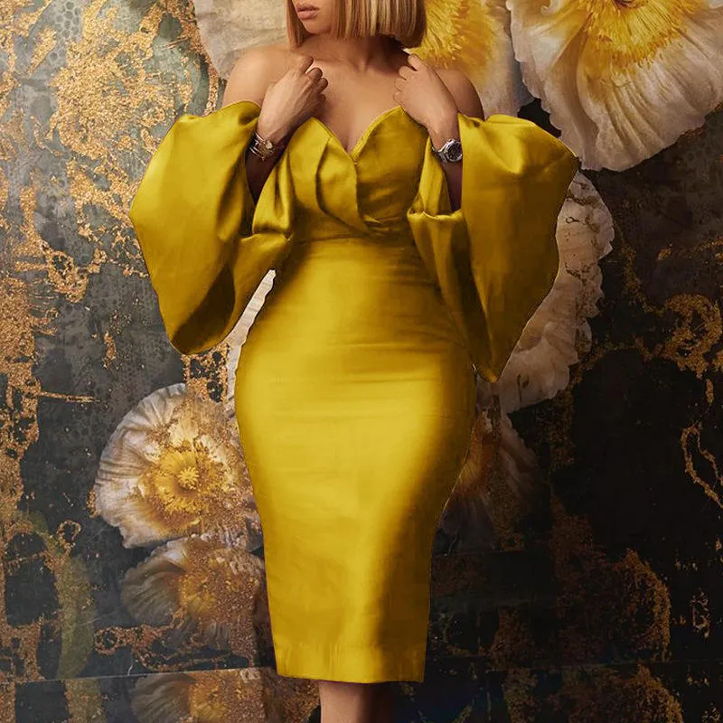 Long puffy sleeves Elegant Dress