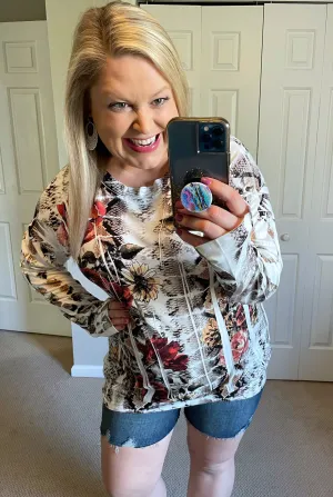 Long-Sleeved Buttery Soft Floral Top
