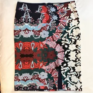 Maeve Anthropologie Women's Large Pencil Skirt Multicolor Navy Floral Textured