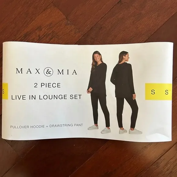 Max &amp; Mia Women's 2 Piece Live In Lounge Set Pullover Hoodie Small Black