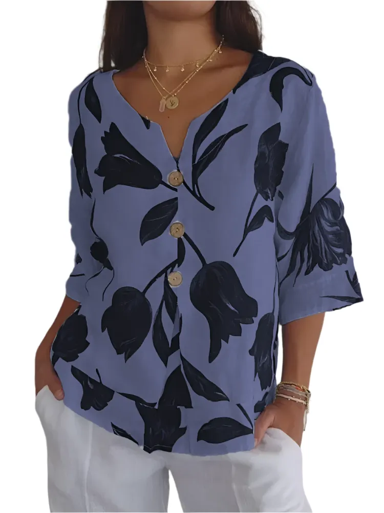 Melisa – Elegant Floral Long-Sleeved Blouse for Women