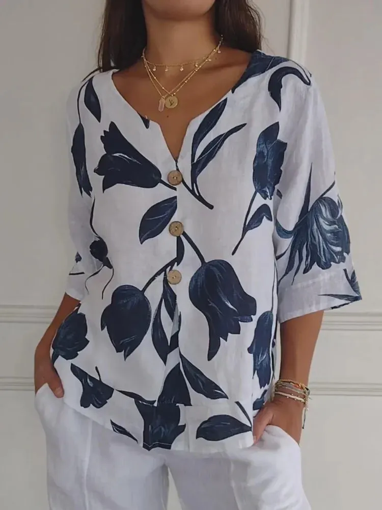 Melisa – Elegant Floral Long-Sleeved Blouse for Women