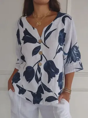 Melisa – Elegant Floral Long-Sleeved Blouse for Women