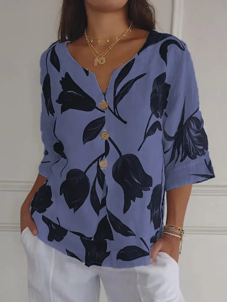 Melisa – Elegant Floral Long-Sleeved Blouse for Women