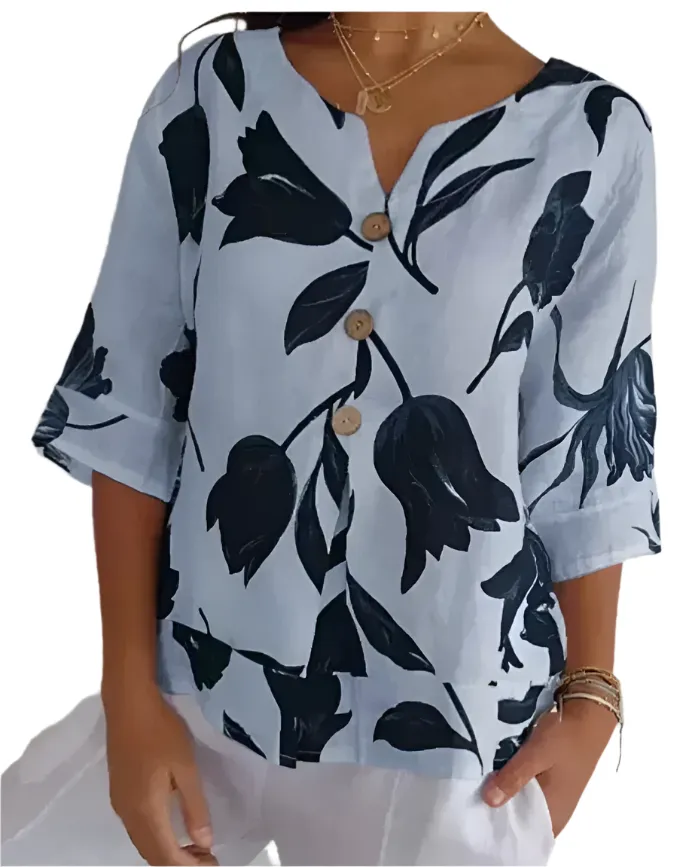 Melisa – Elegant Floral Long-Sleeved Blouse for Women