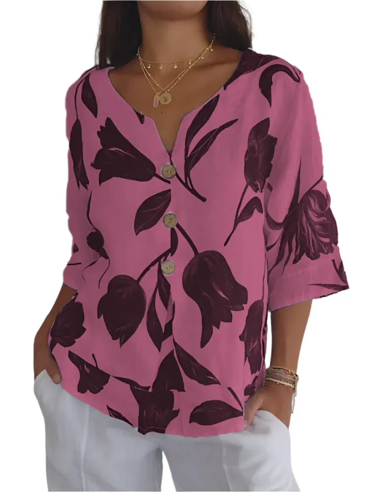 Melisa – Elegant Floral Long-Sleeved Blouse for Women