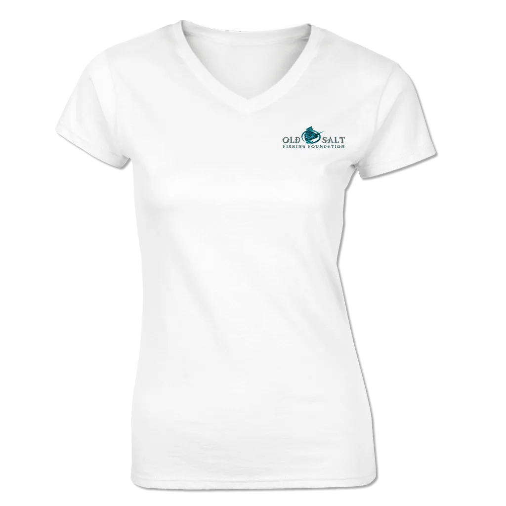 Mermaid Kisses - Ladies V-neck Performance Fishing Tee - Short Sleeve
