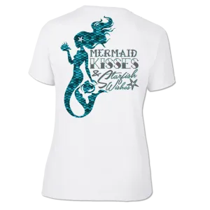 Mermaid Kisses - Ladies V-neck Performance Fishing Tee - Short Sleeve