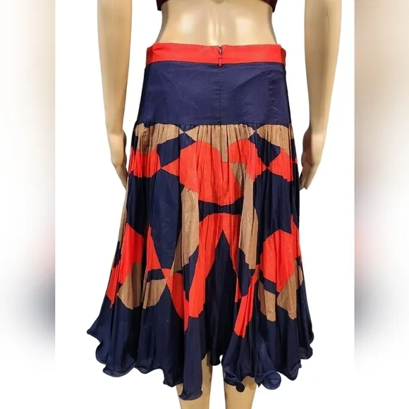 Milly of New York Christine women's multi cotton accordion pleat midi Skirt 8