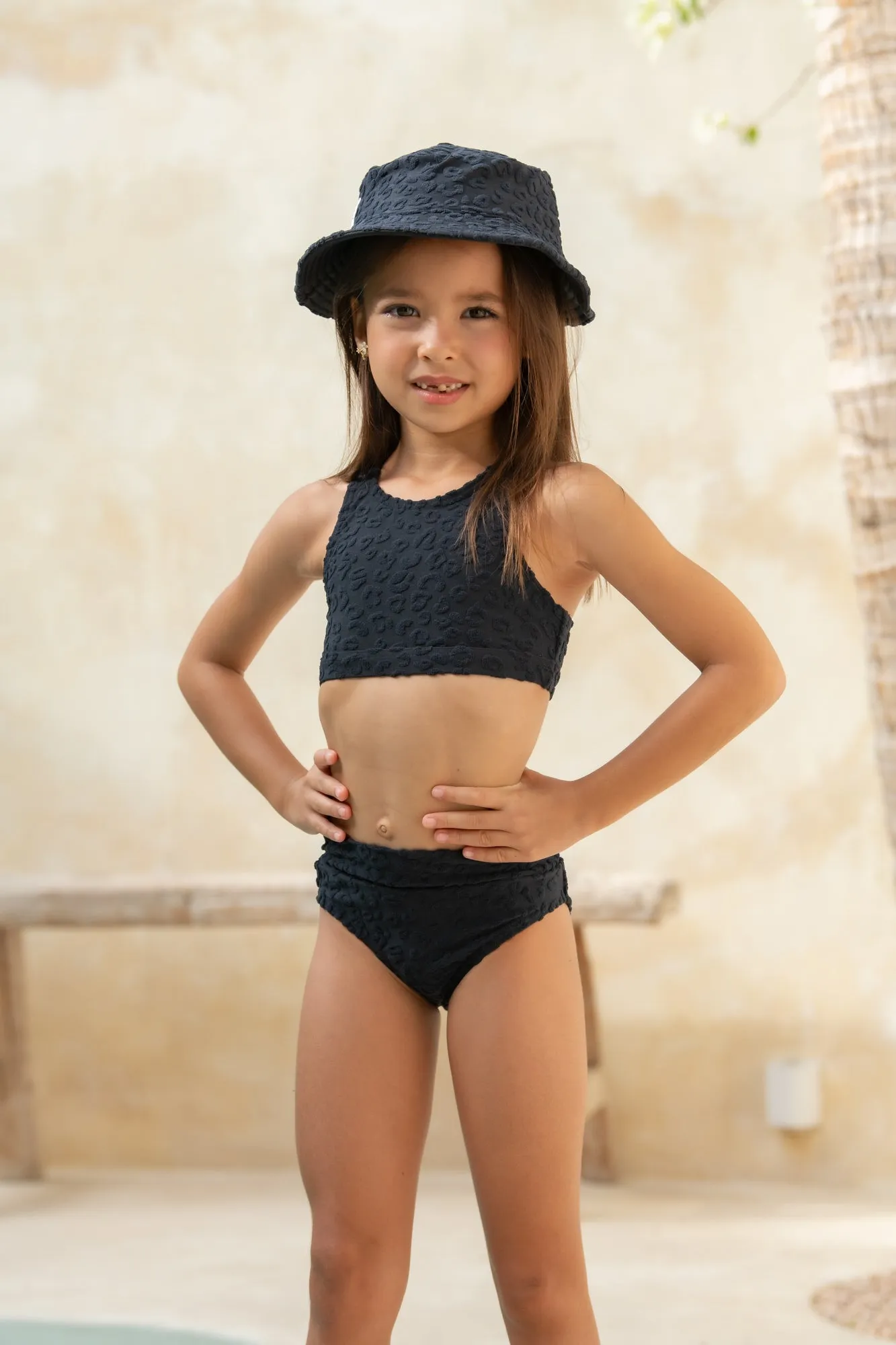 Mini Gia Bikini Set - Textured Leopard Charcoal