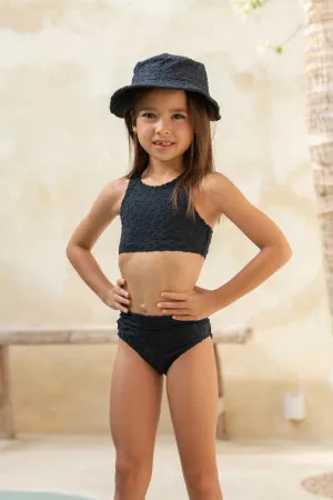 Mini Gia Bikini Set - Textured Leopard Charcoal