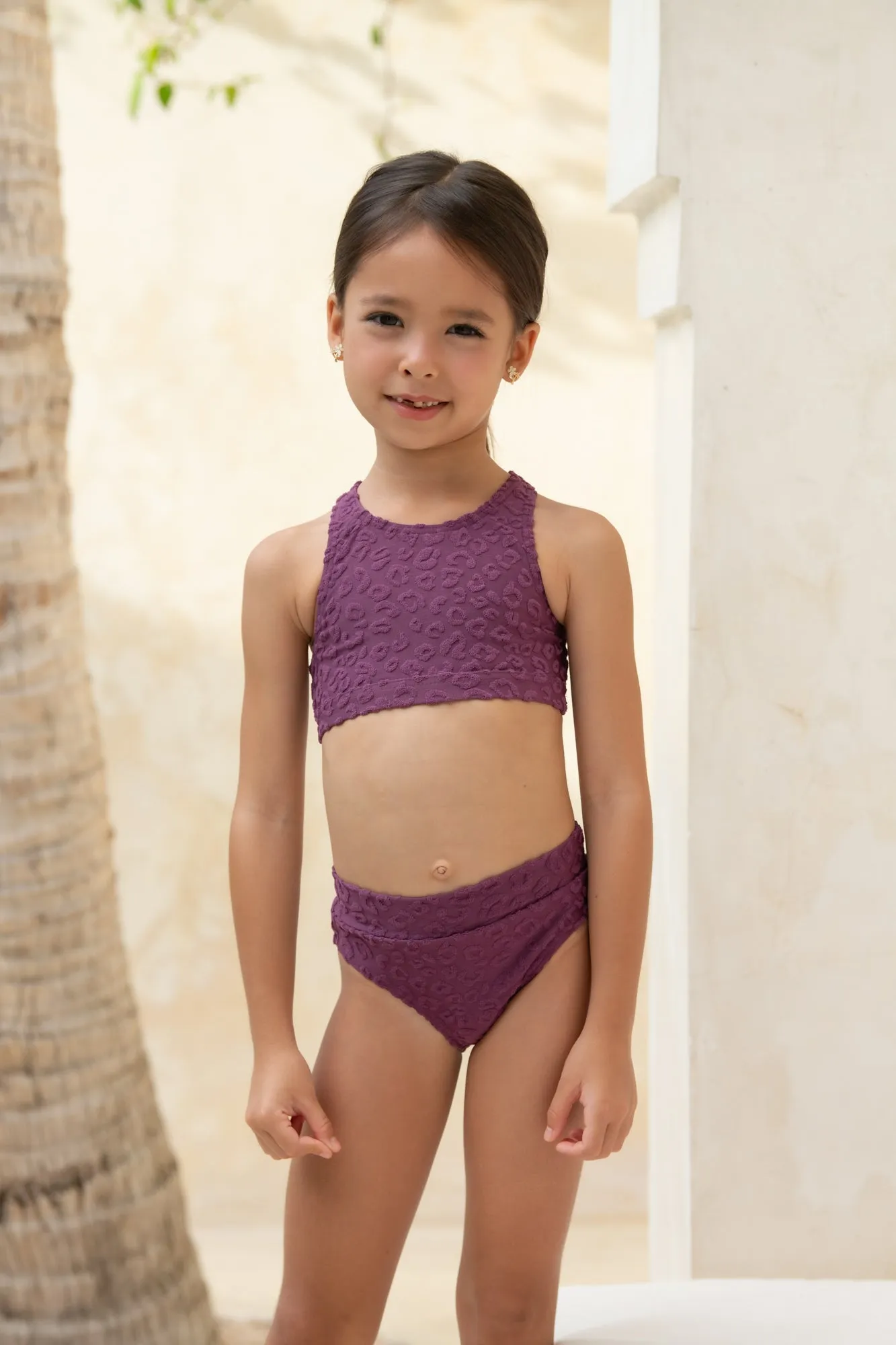Mini Gia Bikini Set - Textured Leopard Grape