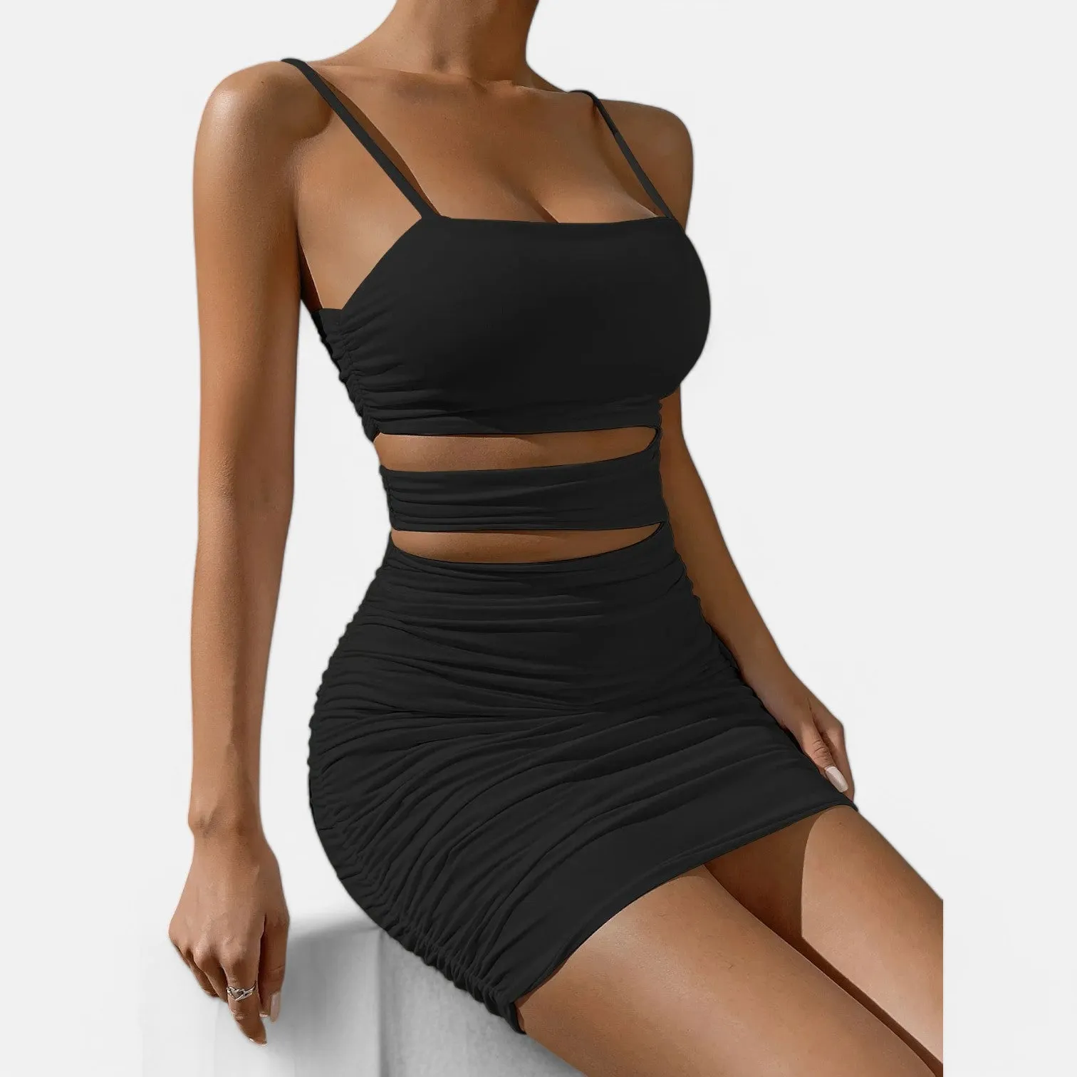 Monacogents | Women's Sexy Spaghetti Strap Bodycon Mini Dress Backless Party Outfit